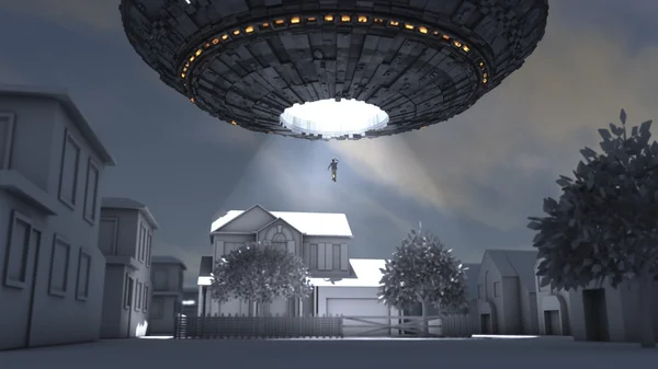 Alien spacecraft and human abduction — Stock Photo, Image