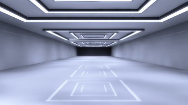 Fütüristik koridor iç konsept tasarımı