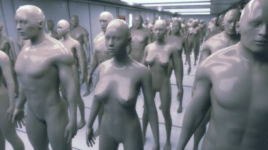 3 boyutlu görüntüleme. İnsansı figürler klonlanıyor