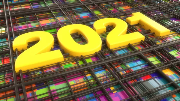 3D渲染 2021年文本庆祝背景 — 图库照片