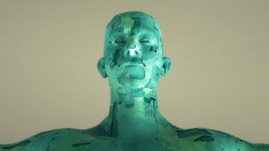 3 boyutlu görüntüleme. Kafa İnsan parçalanmış portre