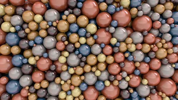 3Dレンダリング 異なる色とサイズの球の抽象 — ストック写真