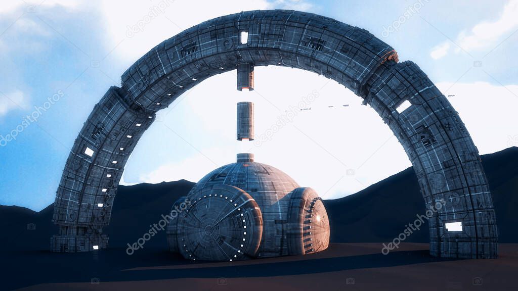 3d render. Spaceship concept design