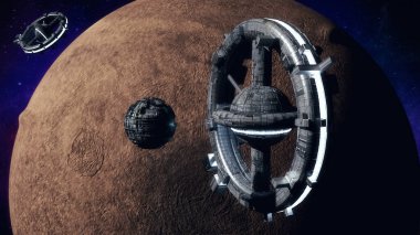 3 boyutlu görüntüleme. Uzay istasyonu ve otel