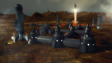 3 boyutlu görüntüleme. Gezegendeki insan kolonisi.