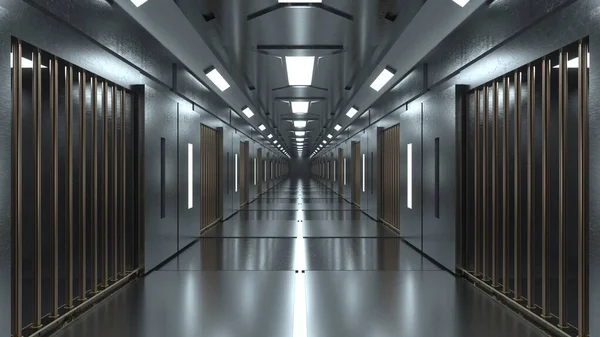 3d render futuristic interior jail