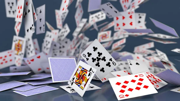 Rendering Carte Poker Che Cadono — Foto Stock