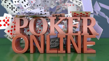 3D Poker kartları düşen render