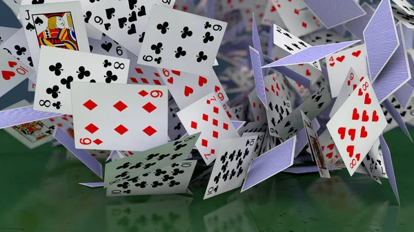 Render Poker Cards Falling — Stock Photo, Image