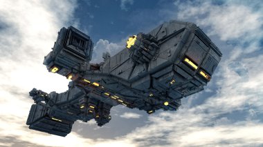 Yukarıda bir bulut gökyüzü uzay gemisi