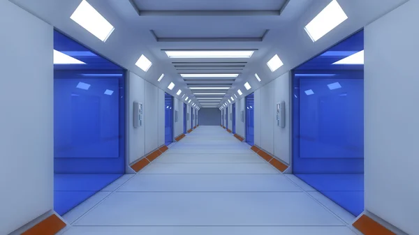 Corridor in Futuristic interior — Stock Photo, Image