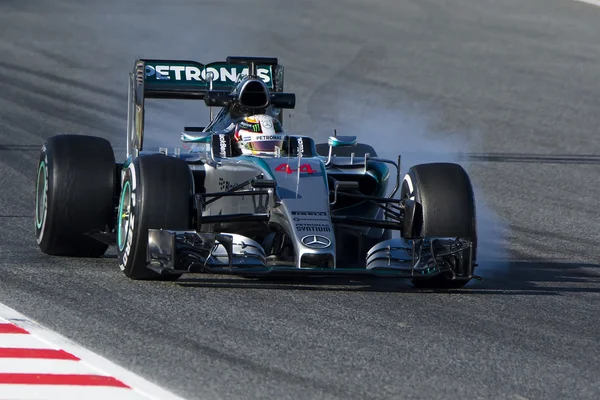 Řidič Lewis Hamilton. Tým Mercedes. — Stock fotografie