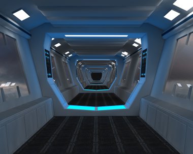Corridor in futuristic interior