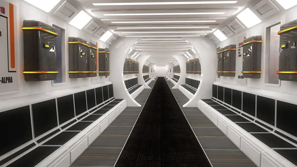 Koridor v futuristický interiér — Stock fotografie