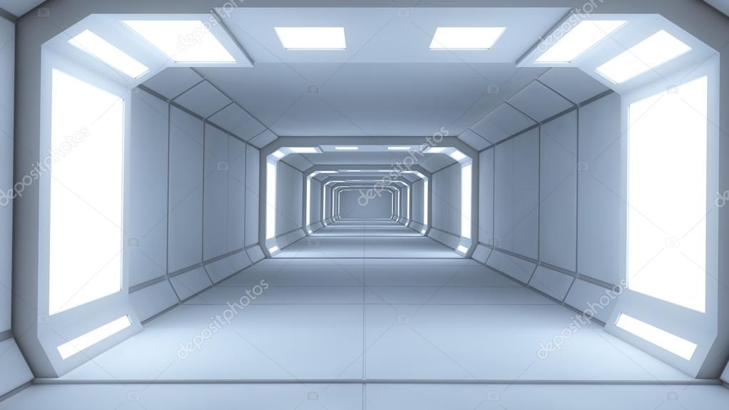 Corridor in futuristic interior