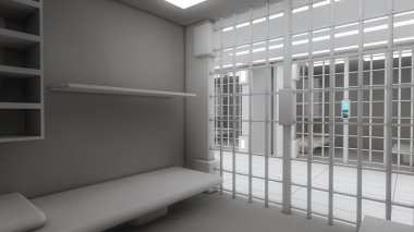 3d interior of jail clipart