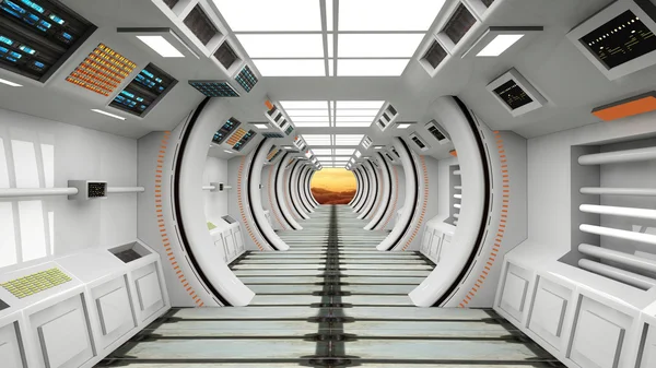 Futuristic corridor interior