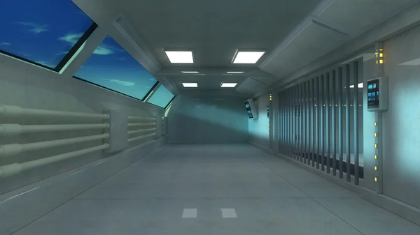 Science fiction futuristische corridor — Stockfoto