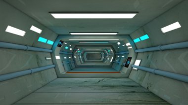 Fütüristik Scifi koridor mimari