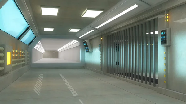 Estágio de corredor interior futurista — Fotografia de Stock