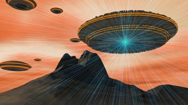 Futuristiska Ufo fartyg — Stockfoto