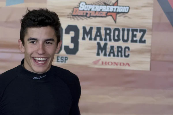 Fahrer marc marquez. Dirt Track Superprestigio Wettbewerb — Stockfoto