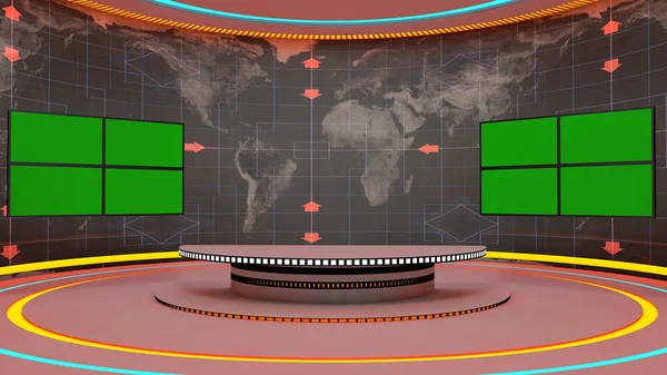 3d estúdio de TV e croma — Fotografia de Stock