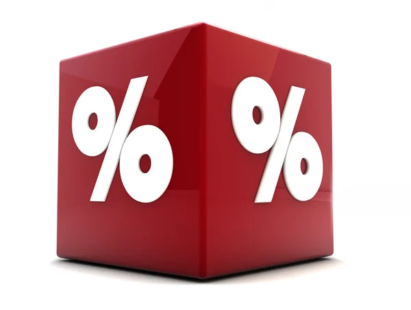 3D Röda torget med procenttecken — Stockfoto