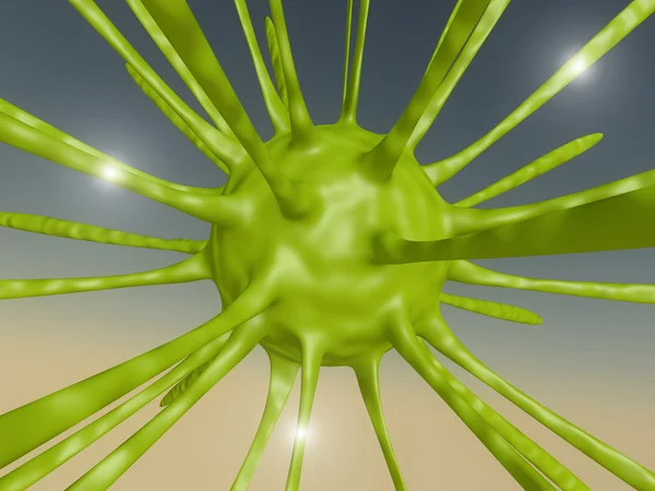 Närbild av 3d grön virus — Stockfoto