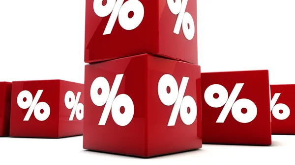 Percent symbols on 3d cubes — Stock Photo, Image