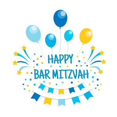 Mutlu Bar Mitzvah davetiyeleri ya da tebrik kartları. Vektör