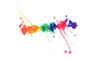 Gökkuşağı suluboya arka plana sıçrar. vektör illüstrasyonu