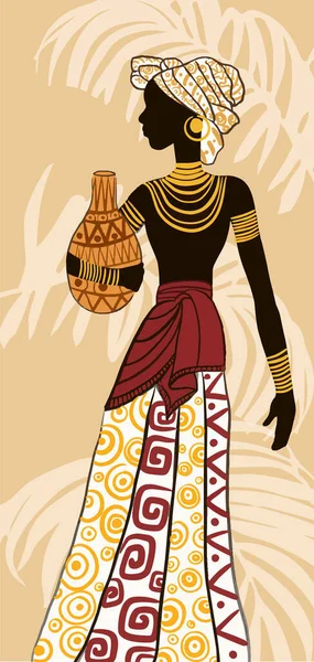 Beautiful Etnic Black Woman African Woman Trendy Vector Illustration — Stock Vector
