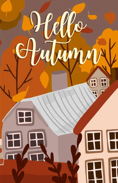 Bonjour Automne Flyer Papier Peint Illustration Vectorielle — Image vectorielle