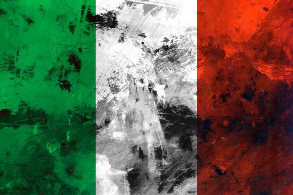 Italy, italian flag on concrete textured background. Flag of Italy overlaid with grunge texture