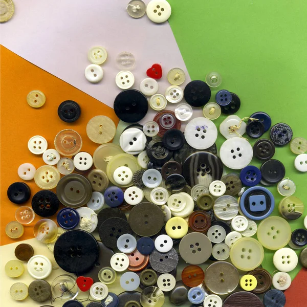 Fechar Botões Imagem Colorida Macro Coleção Variados Botões Roupas Reposição — Fotografia de Stock