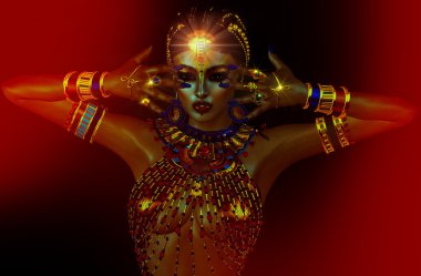 Işıkları gece içinde. Mısır mistik, Kahin, fantezi sanat.