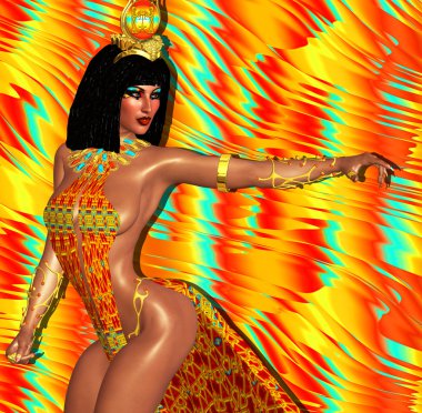 Mısırlı kadın, boncuk, güzellik ve altın bizim dijital sanat fantezi sahnesinde.