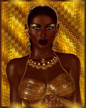 Afro-Amerikan moda güzellik. Makyaj, Aksesuar eşleme ve bir arka plan karşı giyim ile güzel bir kadın çarpıcı bir renkli görüntü.