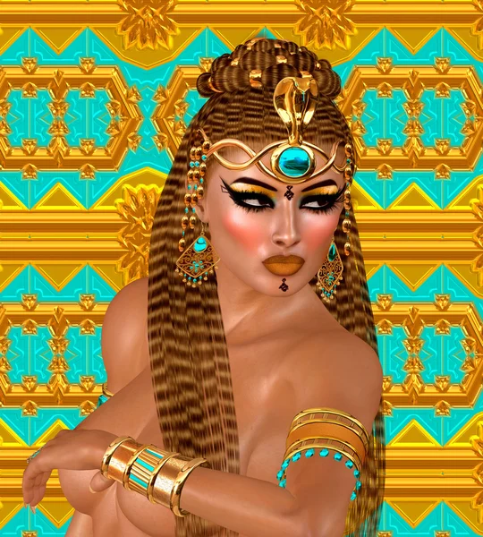 Mısırlı kadın, boncuk, güzellik ve altın bizim dijital sanat fantezi sahnesinde.