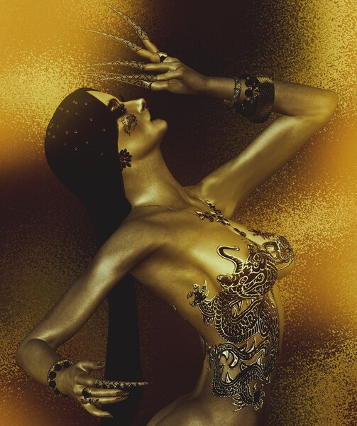 Абстрактное цифровое искусство загадочной индийской или азиатской фантазии женщины
.