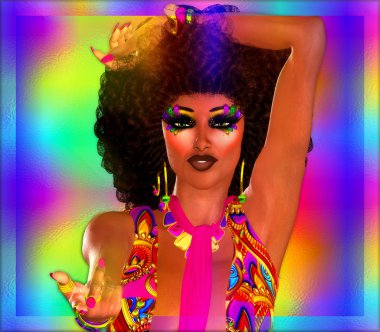 Afrikalı-Amerikalı moda güzellik Afro saç modeli ile. 