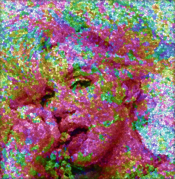 Modern digital art image of a woman's face, close up with colorful abstract background. — Stock Photo, Image