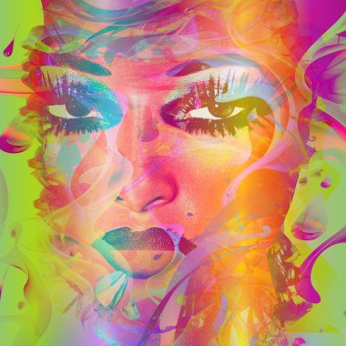 Renkli soyut kadının yüzüne