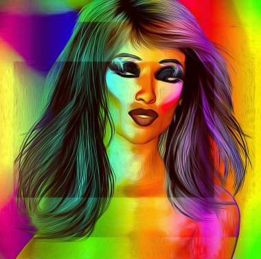 Kadının yüzüne, yağlı boya etkisi