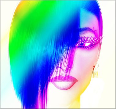 Sanat, kadının yüzüne, dijital tarzı pop
