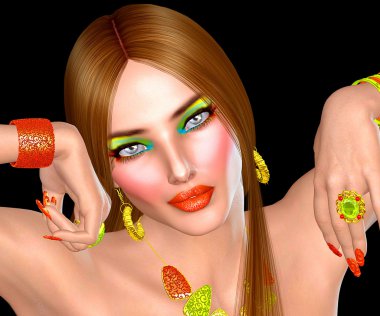 Esmer güzellik ve moda bakmak, siyahta izole