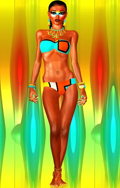 Bikini Model, Digital Art Style. — Stock Photo, Image