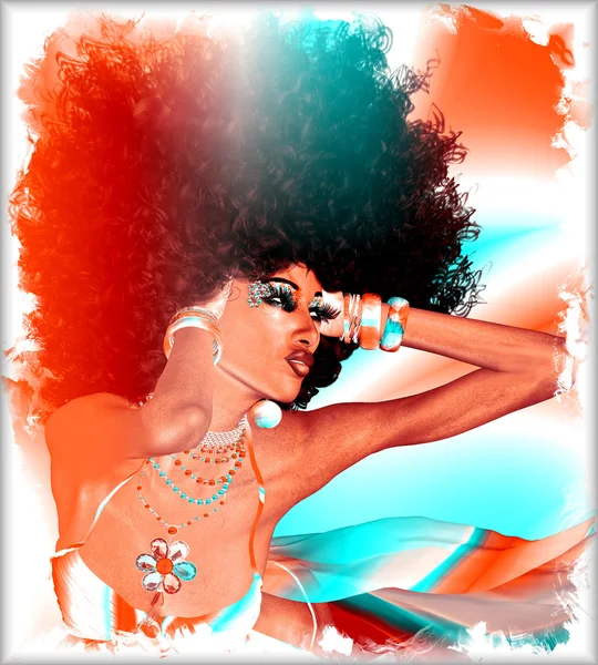 Moderne digitale Kunst Bild von fabelhaften Retro-Afro-und Disco-Look. — Stockfoto