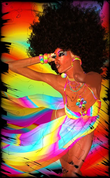 Soyut Modern dijital Art Resim kadının Afro saç modeli ile. — Stok fotoğraf
